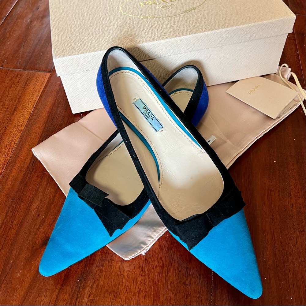 Prada Color Blocks Suede Flats